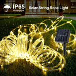 guirlande lumineuse led solaire extérieure blanche moderne 100 led 22mètres fixée piquet