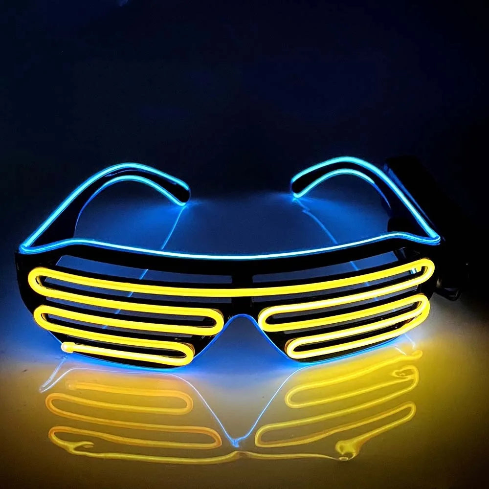 lunettes lumineuses vert bleu rouge noir lignes horizontales modernes occasionnelles halloween anniversaire noël
