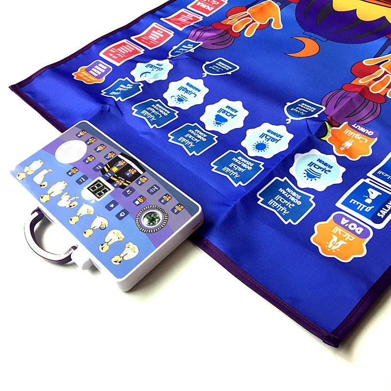 tapis interactif enfant islamique illustrations motifs arabes symboles religieux coloré bleu orange vert blanc