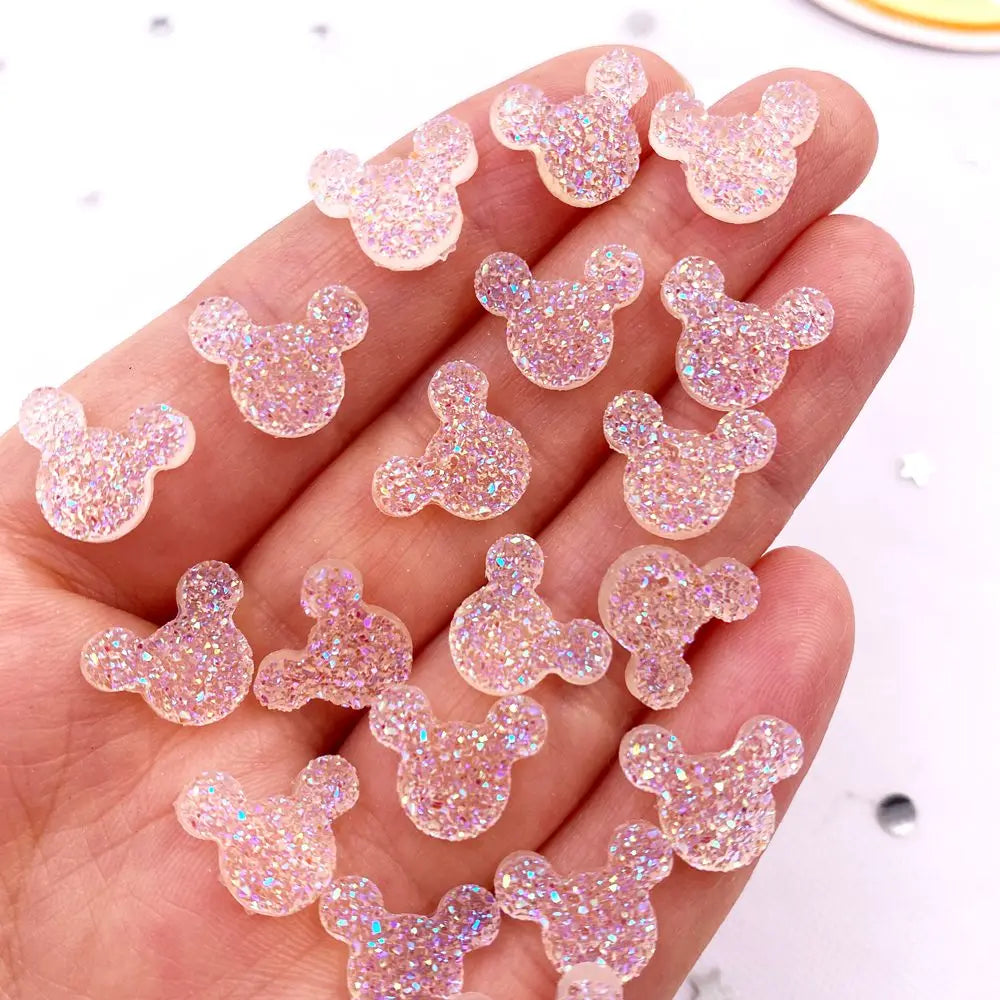 strass résine mickey mouse blanc rose vert bleu argent décoration bijoux enfantin 12mm*10mm