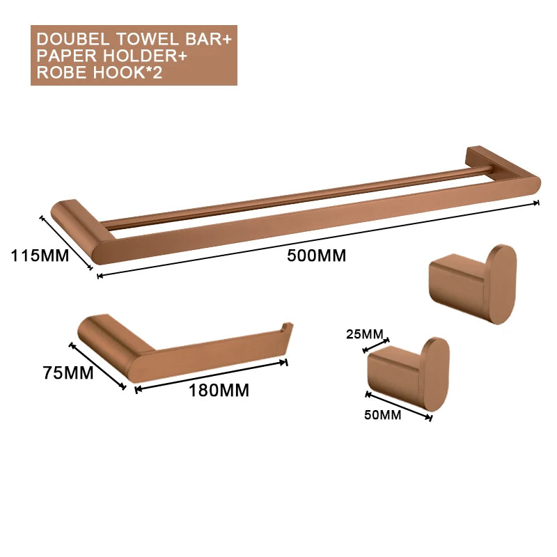 ensemble accessoires salle bain moderne or rose porte serviette savon gobelet mural