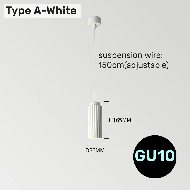 suspension lumineuse moderne blanc bleu orange rose jaune rayures verticales opaques gu10