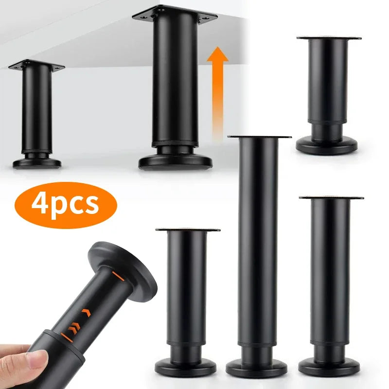 pieds meubles noirs modernes hauteur réglable acier inoxydable pièces rond lisses