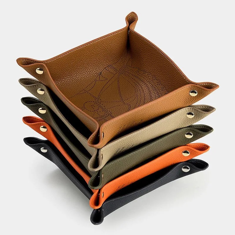 porte clés pliable marron vert olive orange gravure feuilles élégant dorés moderne(texture grainée)