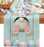 table pâques lapins fleurs happy easter multicolore rectangulaire festive imperméable polyester déco festive
