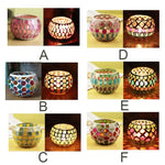 bougeoir mosaïque verre artisanal vert orange rouge blanc décoration maison table