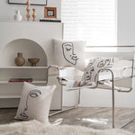 coussin abstrait brodé visages blanc moderne nordique 45x45cm decoration canapé chaise véhicule
