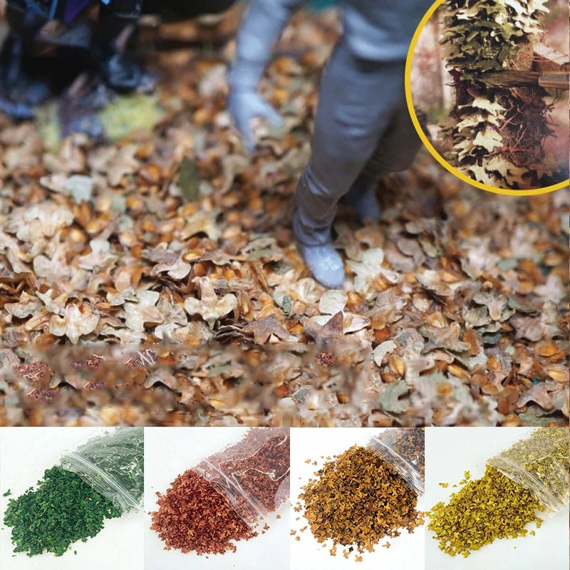 feuilles végétation pierres scène miniature réaliste adhésif décoration jardin bonsaï 35mm vert rouge marron