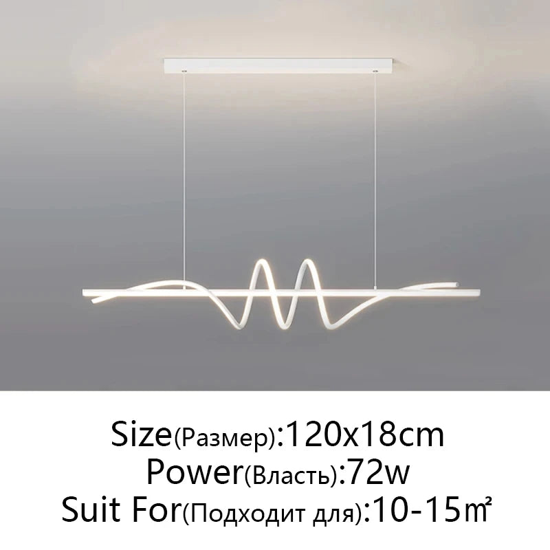 suspension lumineuse moderne ondulé noir blanc fixations chaines