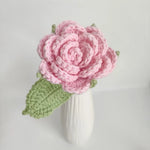 bouquet fleurs tricotées main blanc rose vert artisanal intérieur mariage anniversaire