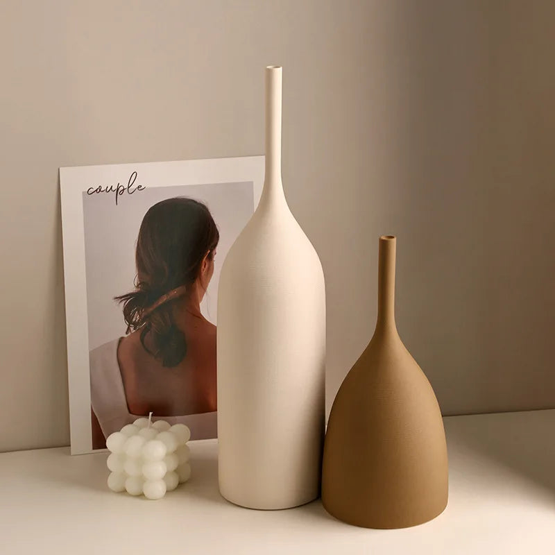 vases décoratifs céramique beige marron rouge minimaliste modernes scandinaves abstraits portaits bougies