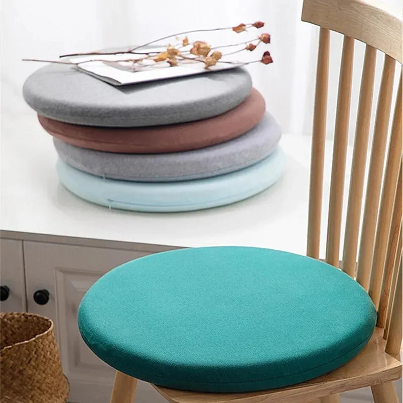 coussin rond mousse mémoire forme antidérapant coton lavable bleu gris marron vert moderne
