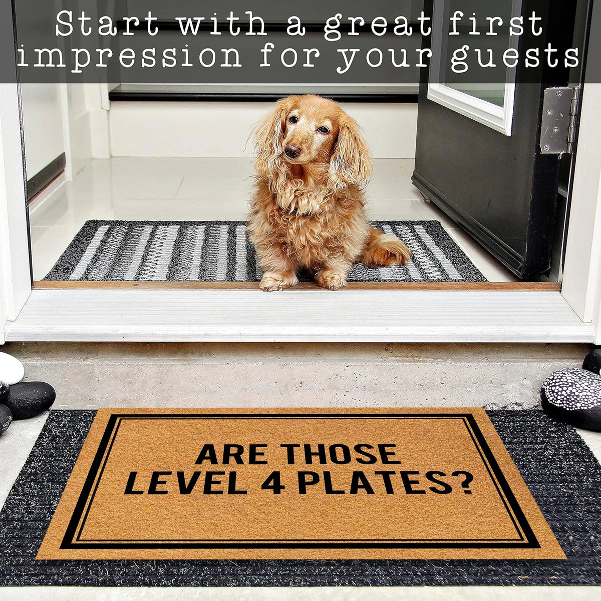 tapis d'entrée marron noir antidérapant résistant anti bactéries moderne simple 40x60cm
