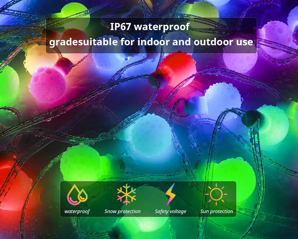 guirlande led multicolore 30 60 leds boules sphériques modernes extérieures