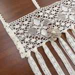 rideau crocheté boho chic beige floral franges opalescent main decoration chambrecoration farmhouse decoration