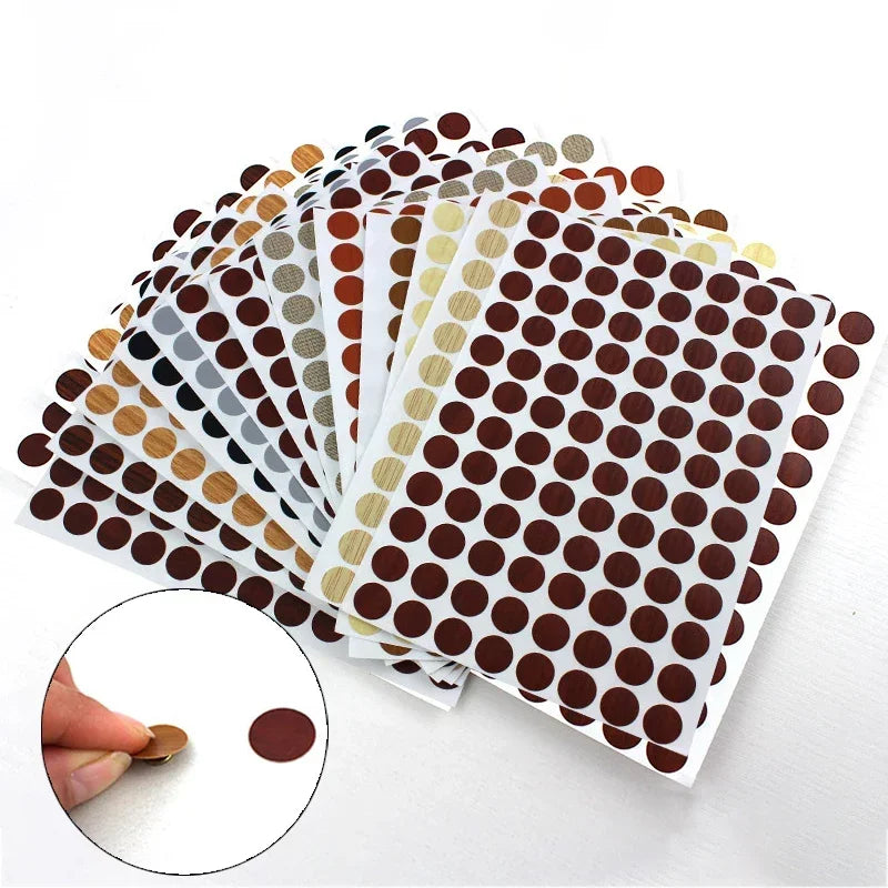 autocollants marron doré vis décoration tiroir meuble bois texture points circulaires résistants eau 96pcs