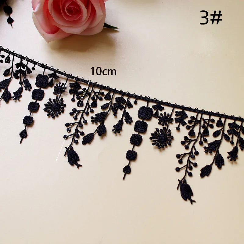 tissu dentelle noir floral ajouré polyester classique couture robe accessoire fête