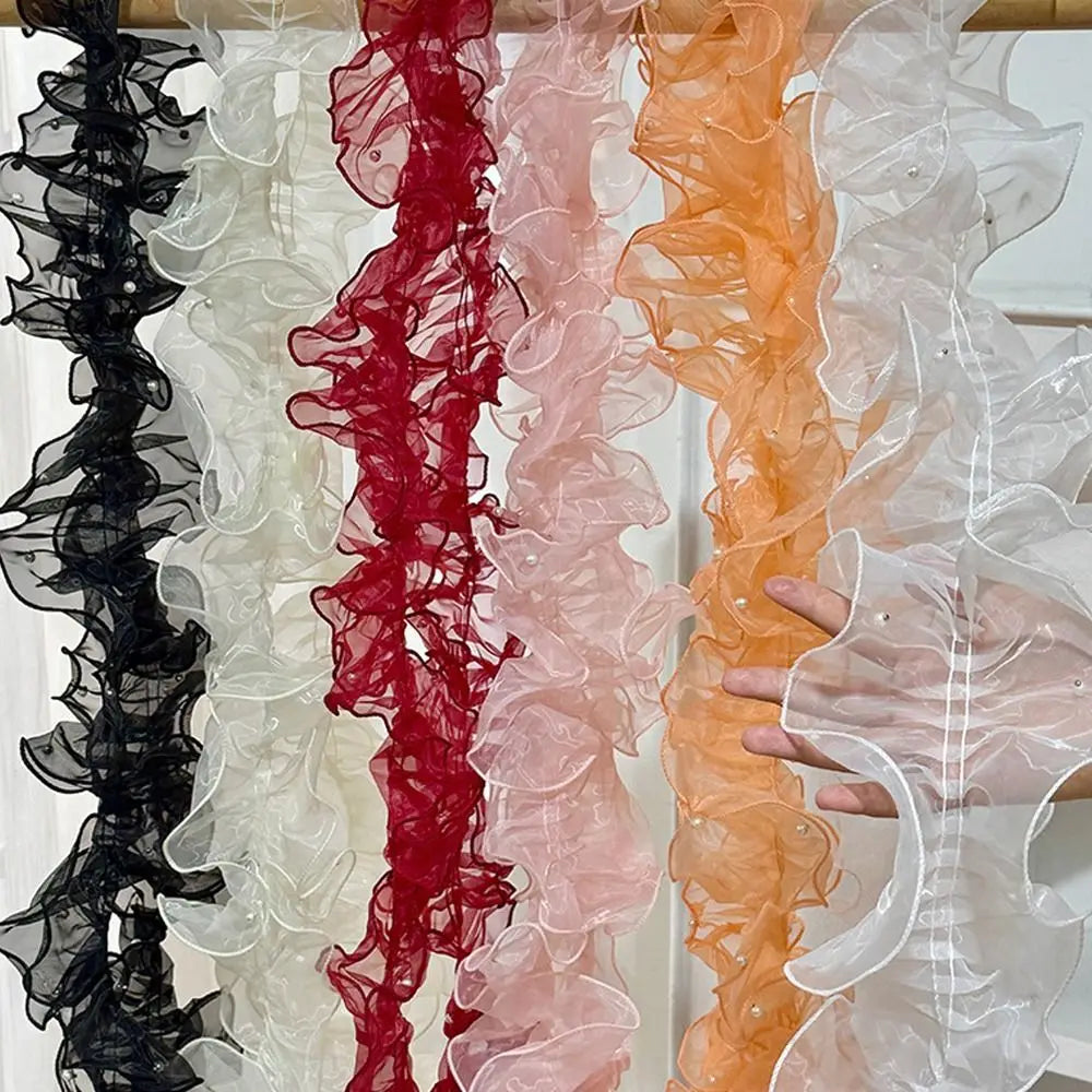 ruban franges dentelle noir blanc rose orange rouge élégant festif 11cm