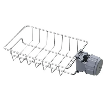 étagère cuisine moderne argentée grille métallique vis fixations rangement vaisselle éponge essuie tout