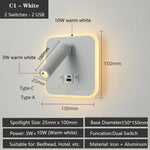 lampe murale multifonctionnelle moderne rechargeable usb noir blanc bronze laiton