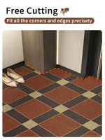 tapis antidérapant moderne carreaux géométriques rouge noir beige pvc sol couloir extérieur