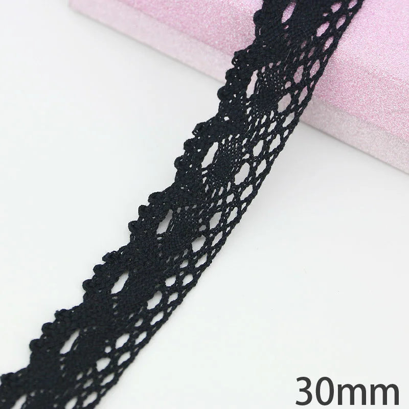 ruban dentelle noir motifs floraux classique 5mètres coton polyester soluble eau