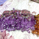 ruban décoratif pompons marron doré violet rose blanc floral élégant traditionnel bricolage couture