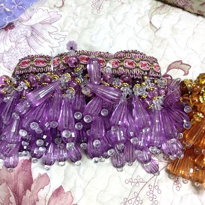 ruban décoratif pompons marron doré violet rose blanc floral élégant traditionnel bricolage couture
