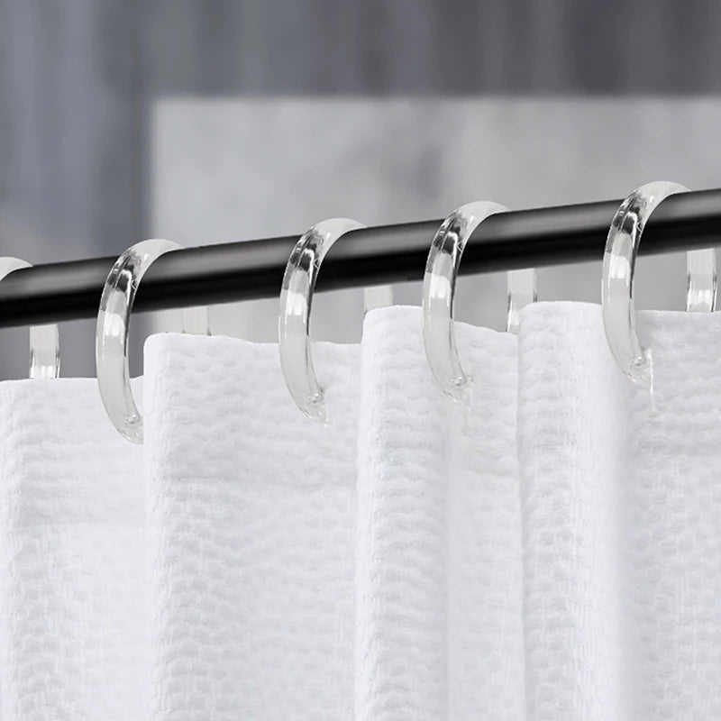 anneaux rideau transparent blanc modernes 12 pièces métal douche tringle
