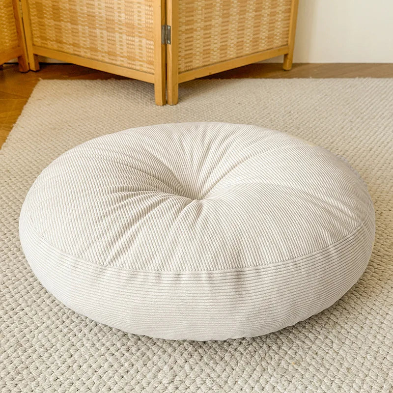 coussin rond moderne corduroy gris orange blanc doux extérieur sol lombaire câlin