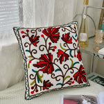 taies d'oreiller coton polyester ethnique floral brodées couleurs vives motifs géométriques coussins deco 45x45cm