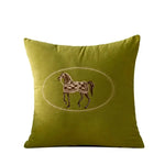 coussin jaune motif cheval moderne taie d'oreiller polyester coton respectueux environnement zipper 45cm 45cm
