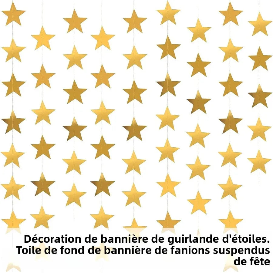 guirlande étoiles papier or argent bleu blanc décoration suspendue mariage chambre enfants