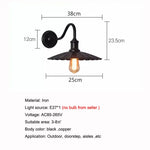 lampe murale extérieure vintage noir cuivre plissée industrielle E27 220V 110V 90260V