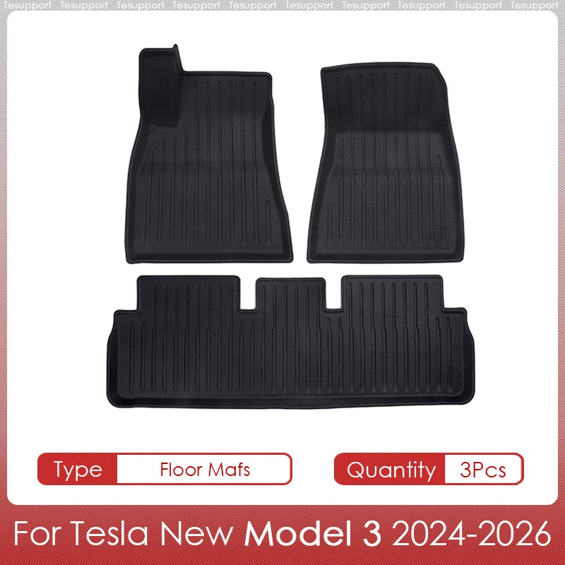 tapis sol coffre tesla model noir rayures horizontales moderne antidérapant caoutchouc