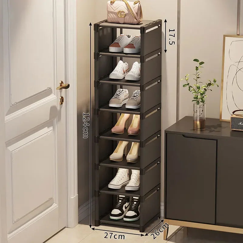 étagère chaussures moderne rangement noir blanc réutilisable simple fixations incluses