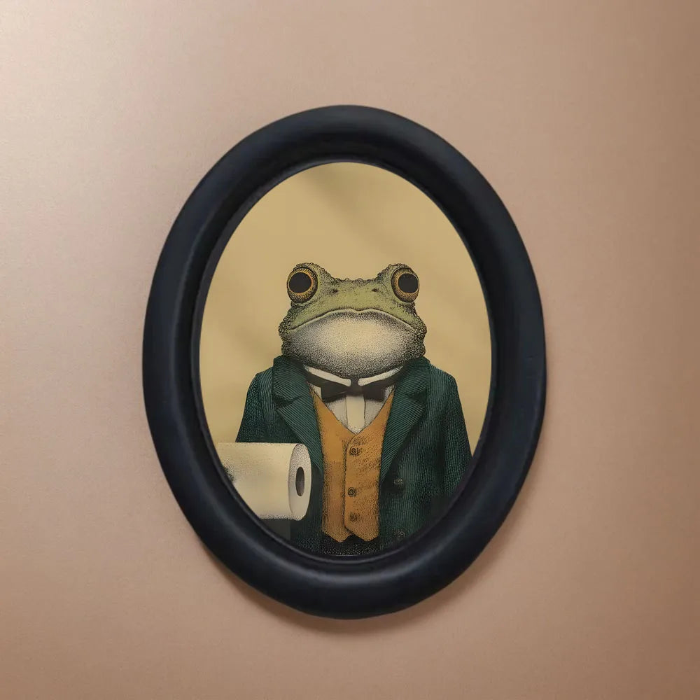 cadre photo grenouille costume serviette classique noir animal décoration salle bain salon vintage erotique