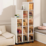 rangement mobile multi niveaux blanc transparent moderne roulettes echangement visible