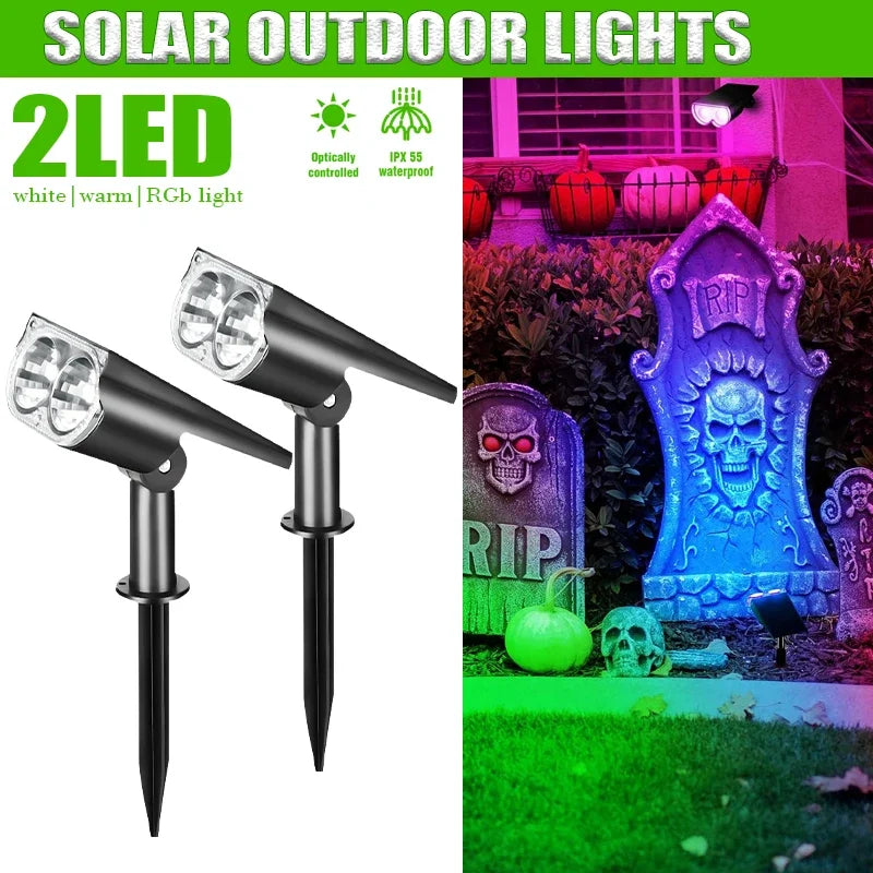 projecteur solaire led rgb waterproof moderne facile jardin decoration