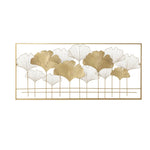 décoration murale métal feuilles ginkgo or noir moderne élégante art asiatique fixations chambre coucher