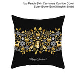 housse coussin noël motifs cerfs flocons étoiles or noir festive decoration fixations
