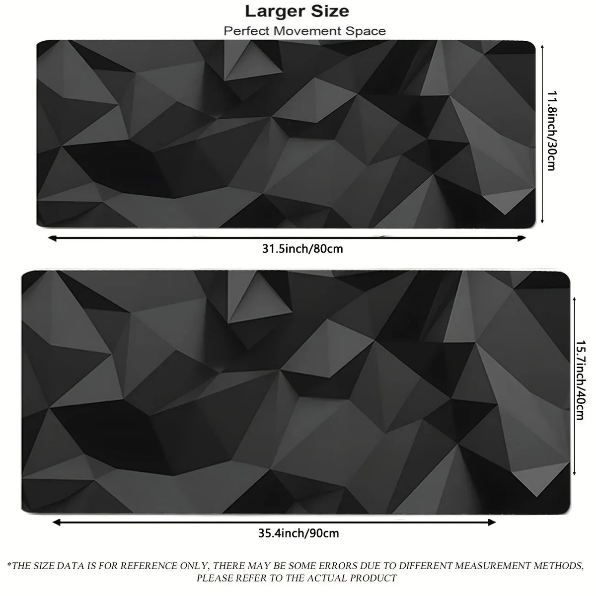 tapis souris géométrique noir moderne 900x400mm caoutchouc antidérapant écriture dessin