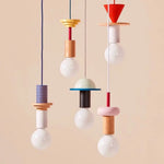 Suspension lumineuse moderne bois naturel rouge beige blanc bleu marron plastique translucide