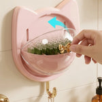 boîte rangement mural oreilles chat transparent réutilisable moderne salle bain maquillage vert rose beige