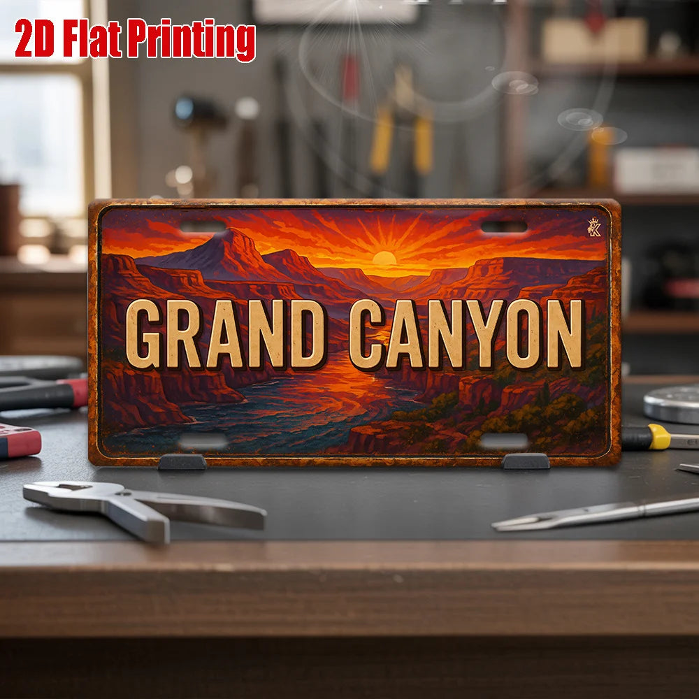 plaque decorative metal grand canyon lever soleil decoration vintage rouge orange rustic mur