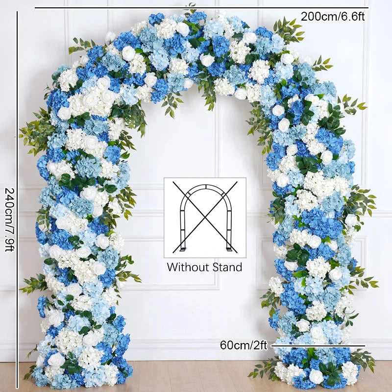 arche décorative mariage fleurs artificielles bleu blanc vert extérieur décoration maison