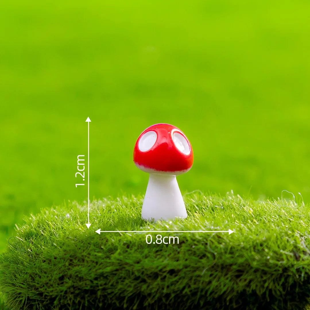 champignons décoratifs résine rouge blanc vert bleu orange rose violet points blancs chapeau fairy