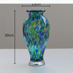 vase translucide motifs bulles couleur bleu vert tulipes décoration table artisanal moderne