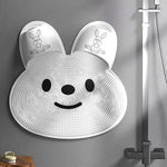 tapis bain pantoufles animal lapin blanc gris respectueux environnement ludique 30x30cm