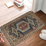 tapis ethnique traditionnel rouge bleu beige antidérapant intérieur extérieur doux porte sol cuisine